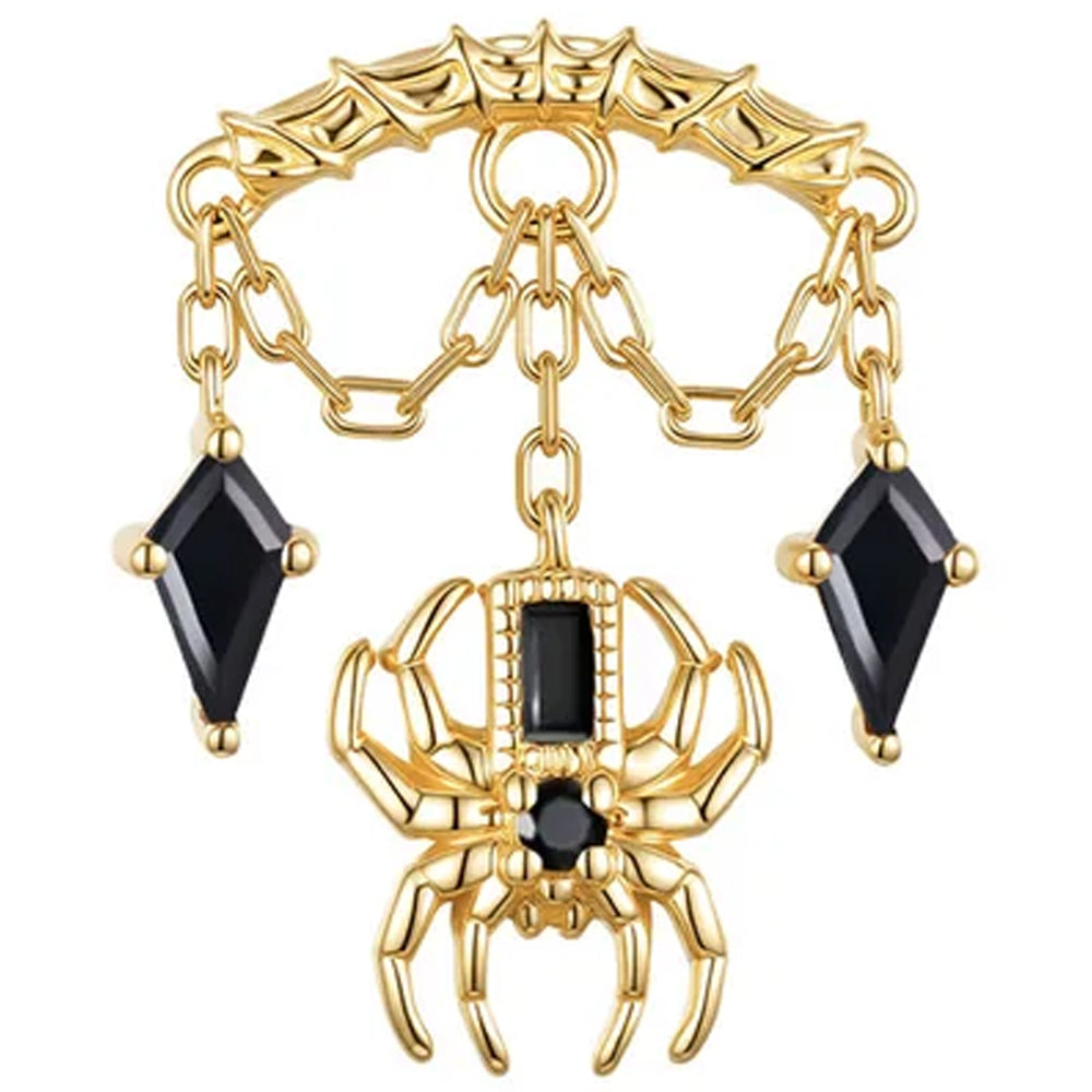 threadless: Kite Spider Hidden Helix End with Chains in Gold with Genuine Gemstones