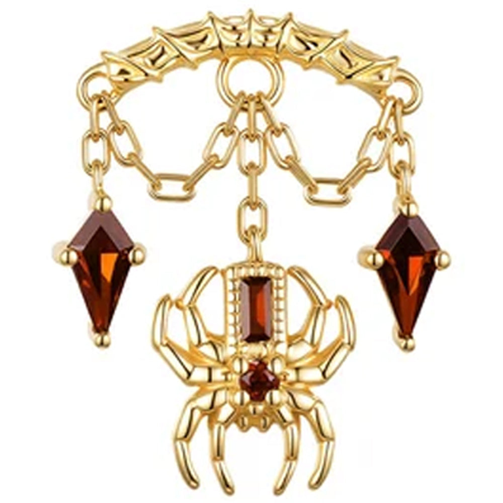 threadless: Kite Spider Hidden Helix End with Chains in Gold with Genuine Gemstones