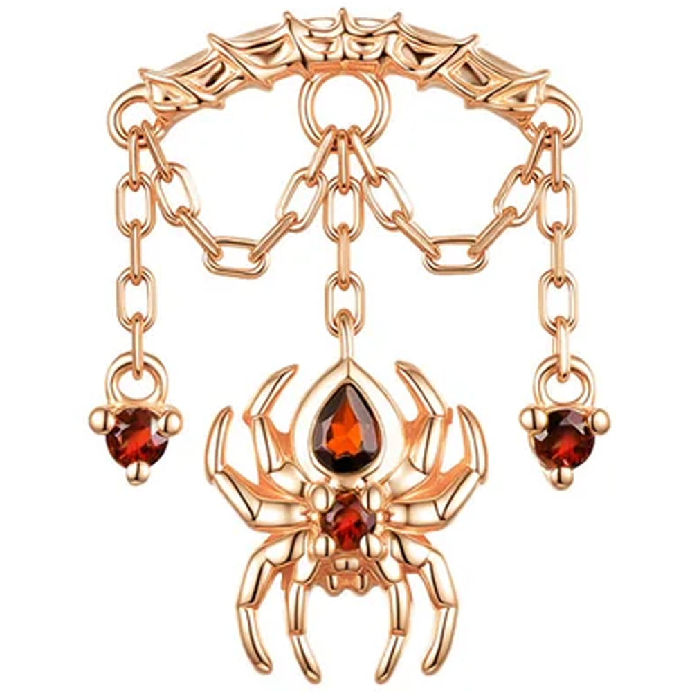 threadless: Round Spider Hidden Helix End with Chains in Gold with Genuine Gemstones