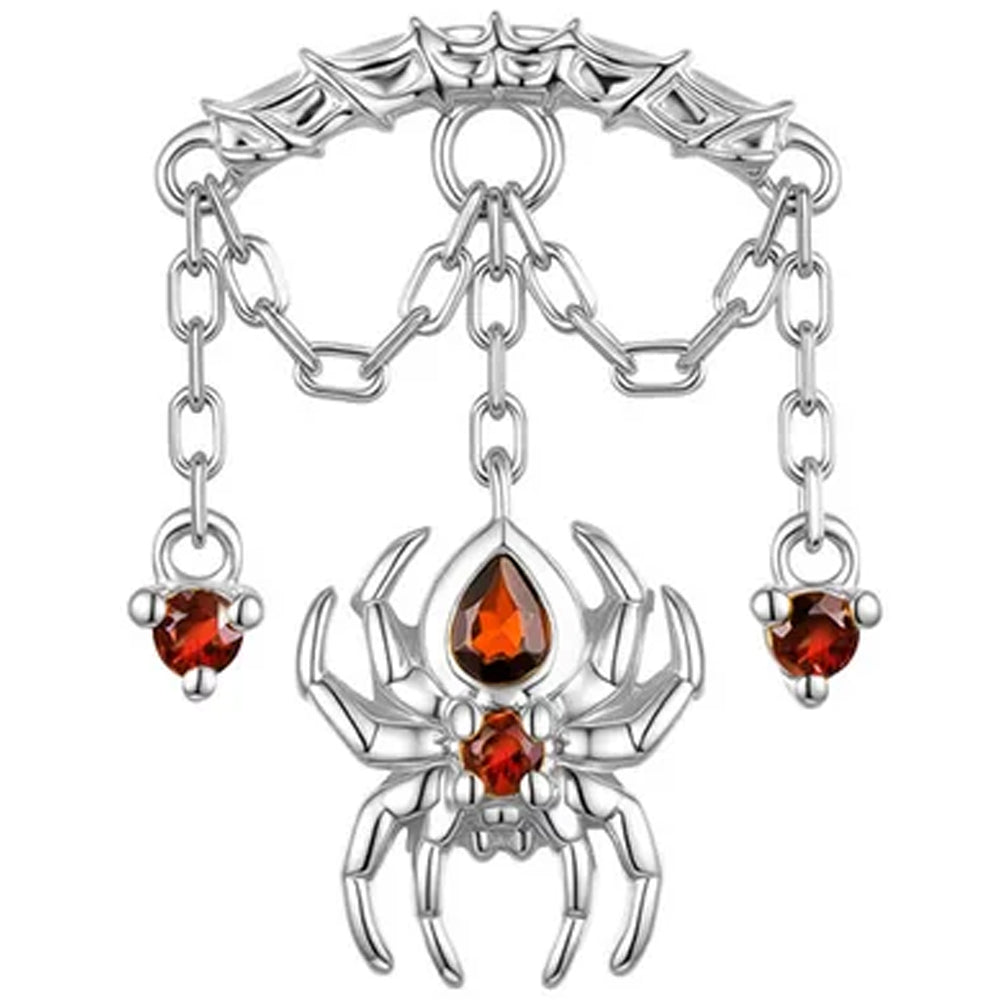 threadless: Round Spider Hidden Helix End with Chains in Gold with Genuine Gemstones