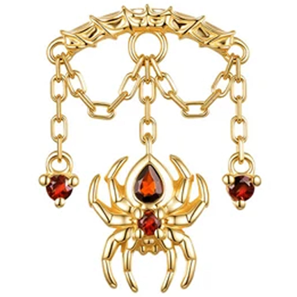 threadless: Round Spider Hidden Helix End with Chains in Gold with Genuine Gemstones
