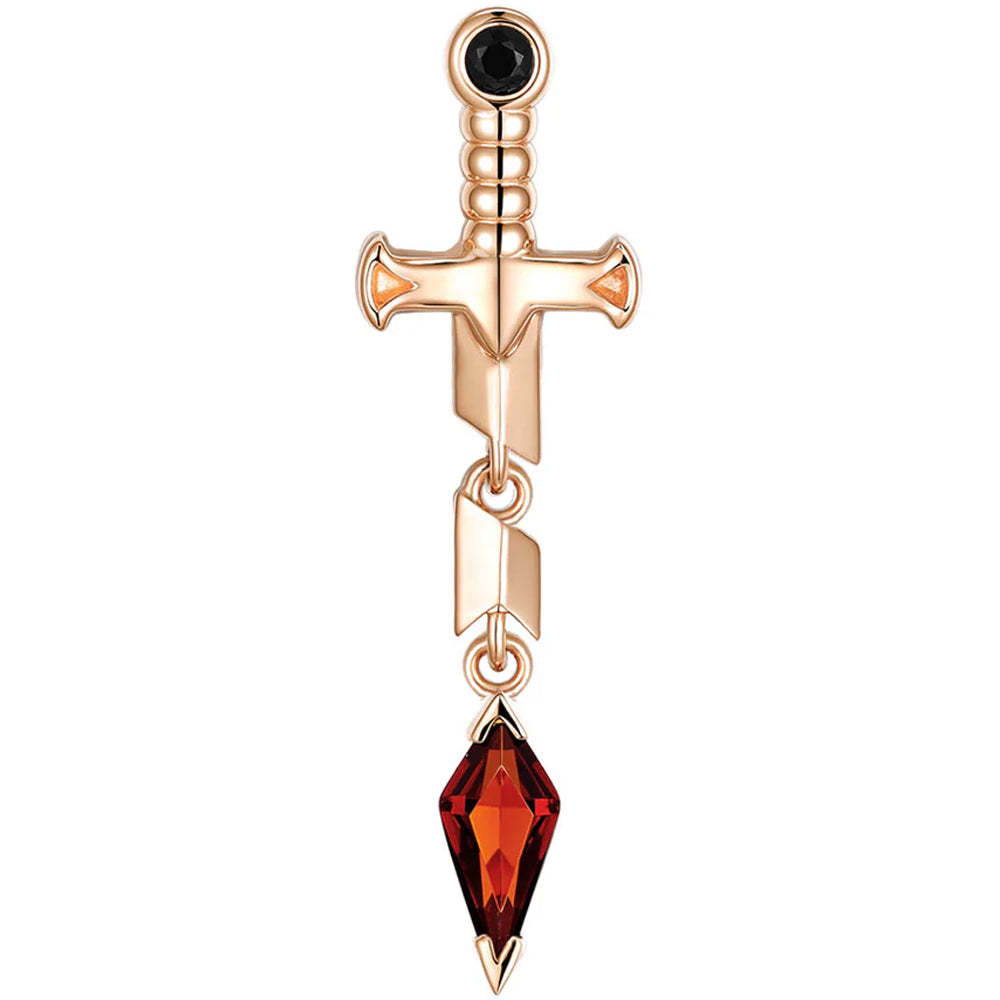 threadless: "Svyn" End in Gold with Black Agate & Red Garnet