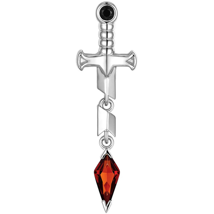 threadless: "Svyn" End in Gold with Black Agate & Red Garnet
