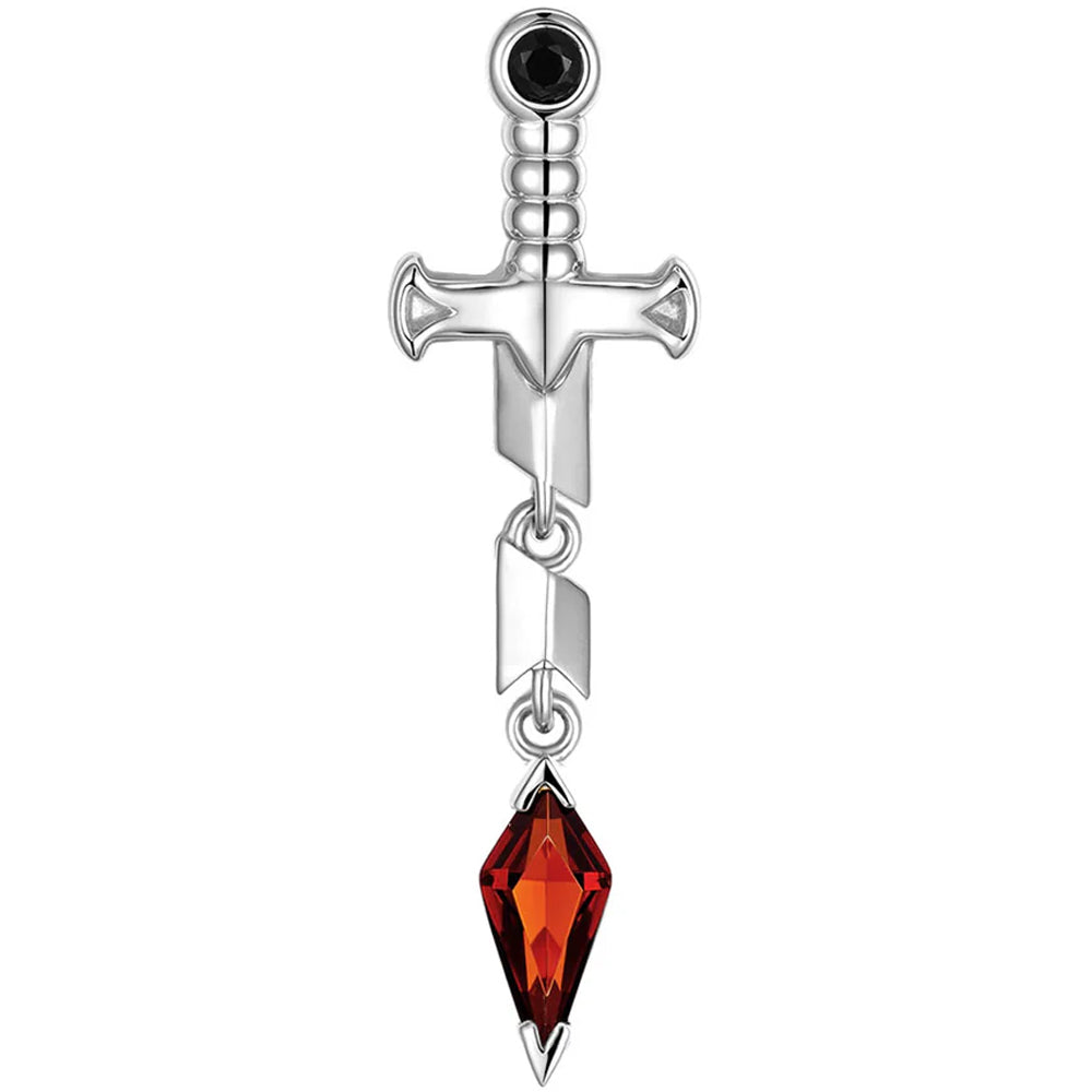 threadless: "Svyn" End in Gold with Black Agate & Red Garnet