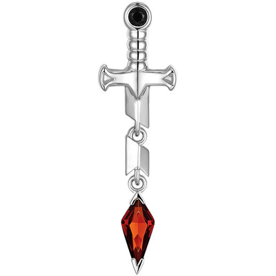 threadless: "Svyn" End in Gold with Black Agate & Red Garnet