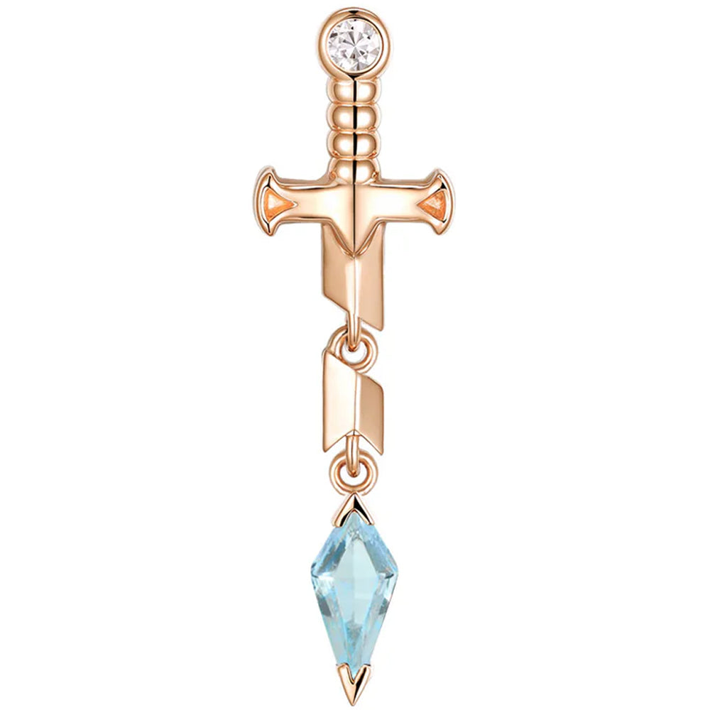 threadless: "Svyn" End in Gold with Diamond & Swiss Blue Topaz