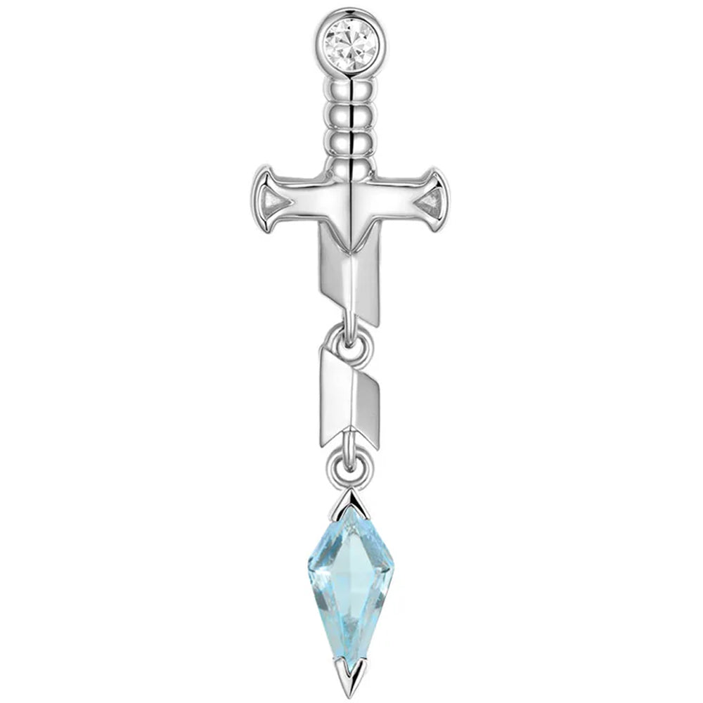 threadless: "Svyn" End in Gold with Diamond & Swiss Blue Topaz