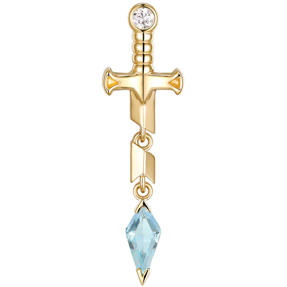 threadless: "Svyn" End in Gold with Diamond & Swiss Blue Topaz