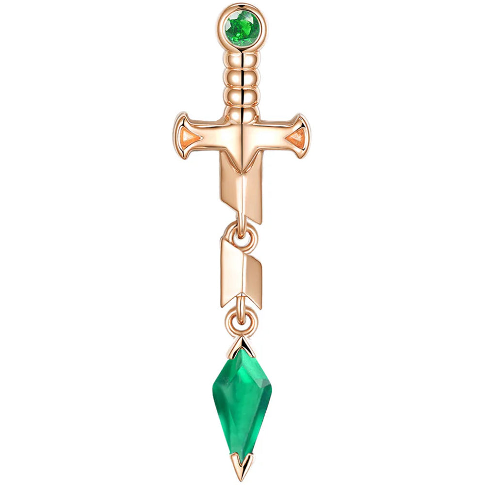 threadless: "Svyn" End in Gold with Tsavorite Garnet & Green Chalcedony