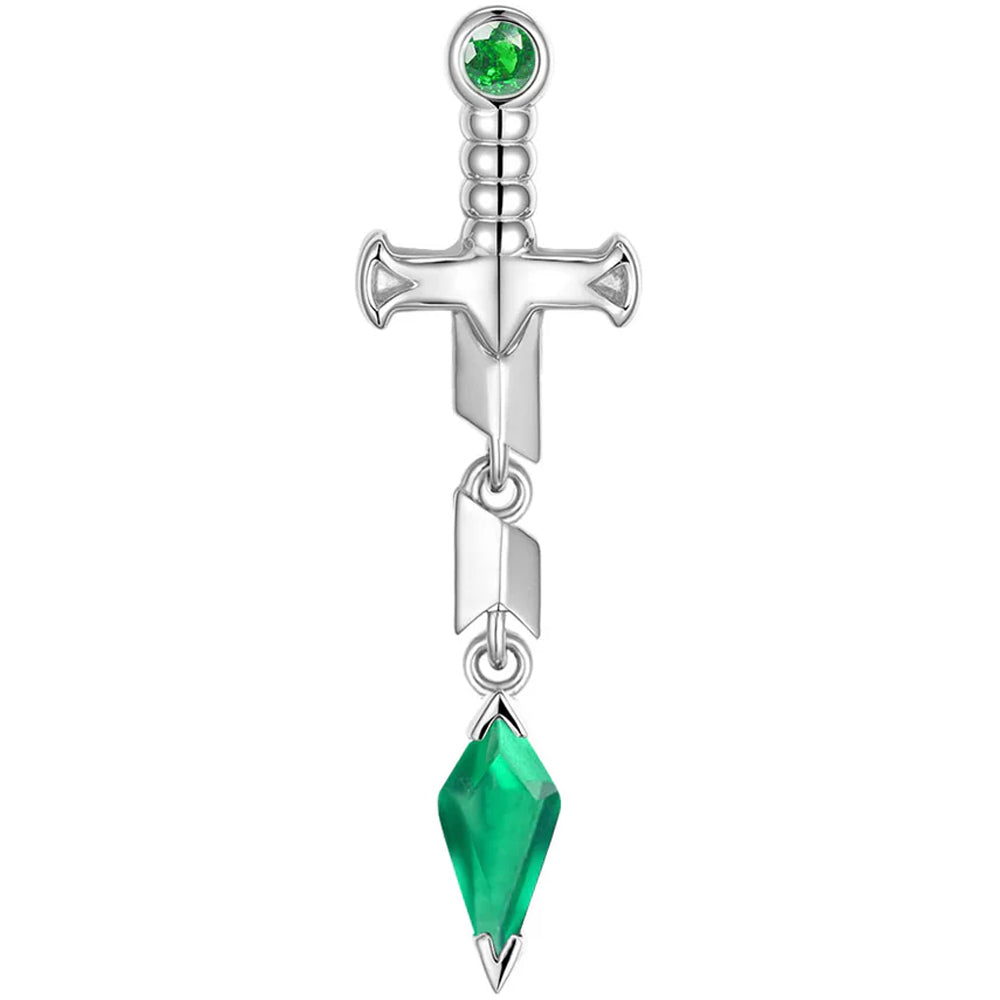 threadless: "Svyn" End in Gold with Tsavorite Garnet & Green Chalcedony