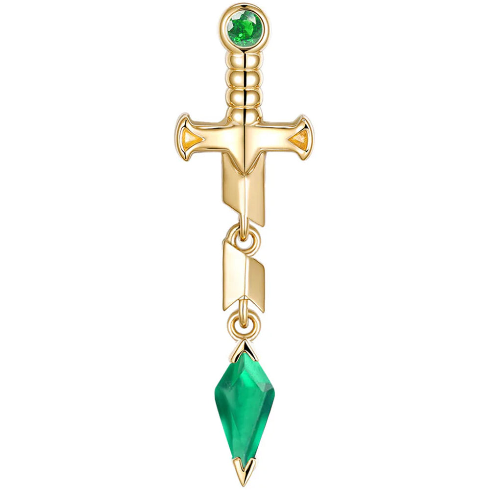 threadless: "Svyn" End in Gold with Tsavorite Garnet & Green Chalcedony