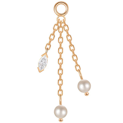 "Sada" Chain Charm with Pearl & Diamond
