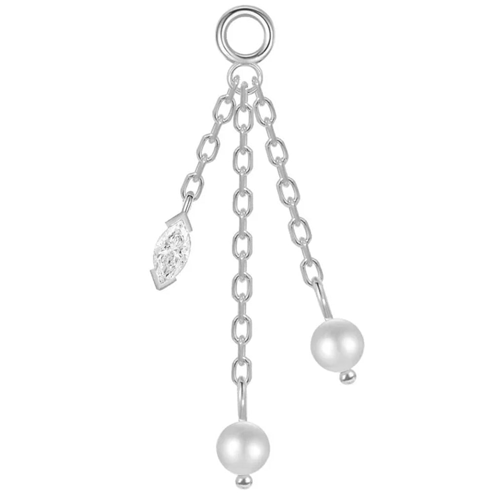"Sada" Chain Charm with Pearl & Diamond