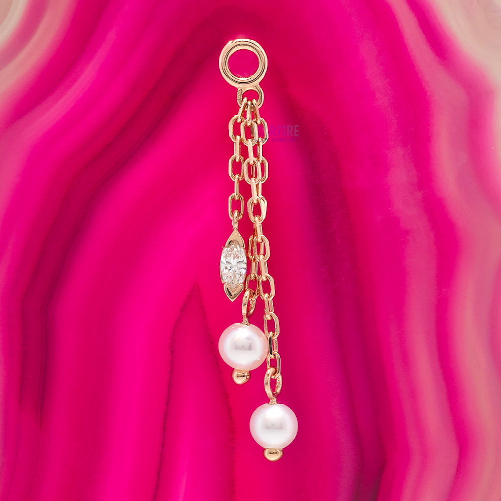 "Sada" Chain Charm with Pearl & Diamond