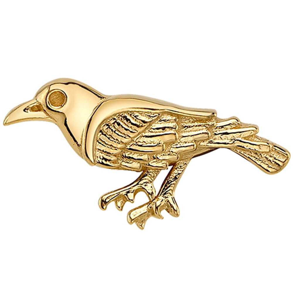 Perched Crow Threaded End in Gold & Platinum