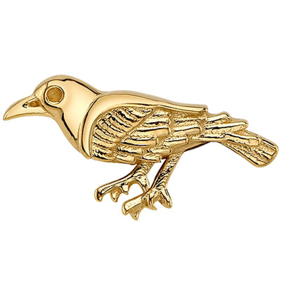 Perched Crow Threaded End in Gold & Platinum