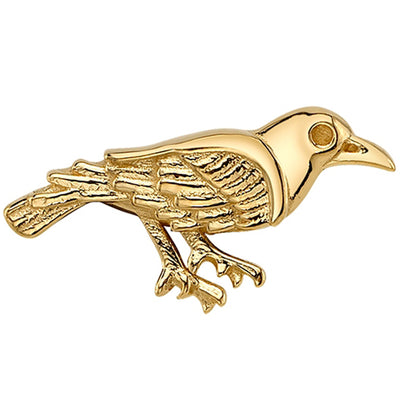 Perched Crow Threaded End in Gold & Platinum