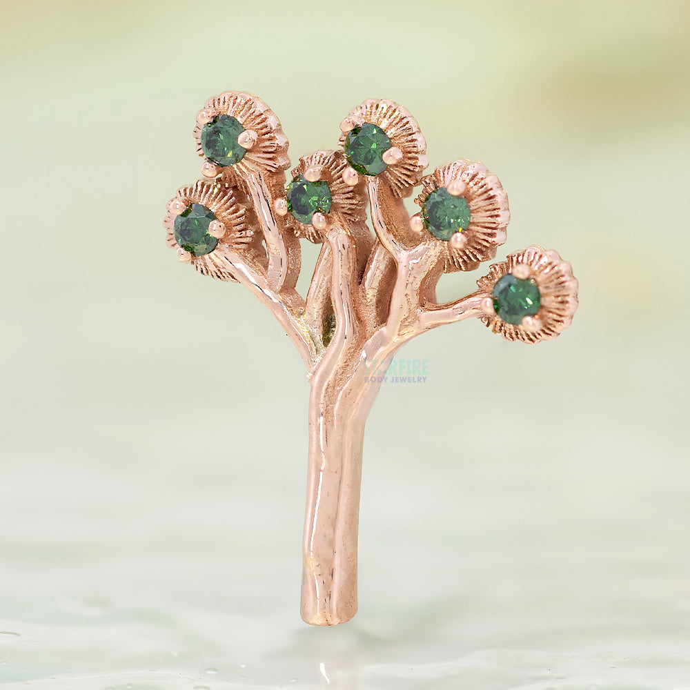 Joshua Tree Threaded End in Gold & Platinum with Forest Green Diamonds