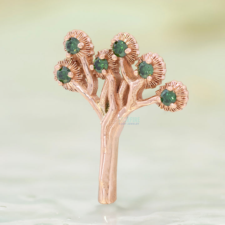 Joshua Tree Threaded End in Gold & Platinum with Forest Green Diamonds