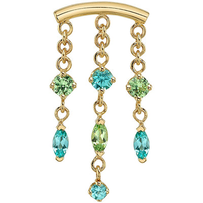 "Winter Veil" Hidden Helix Threaded End in Gold & Platinum with Tsavorite & Chatham Paraiba Spinel