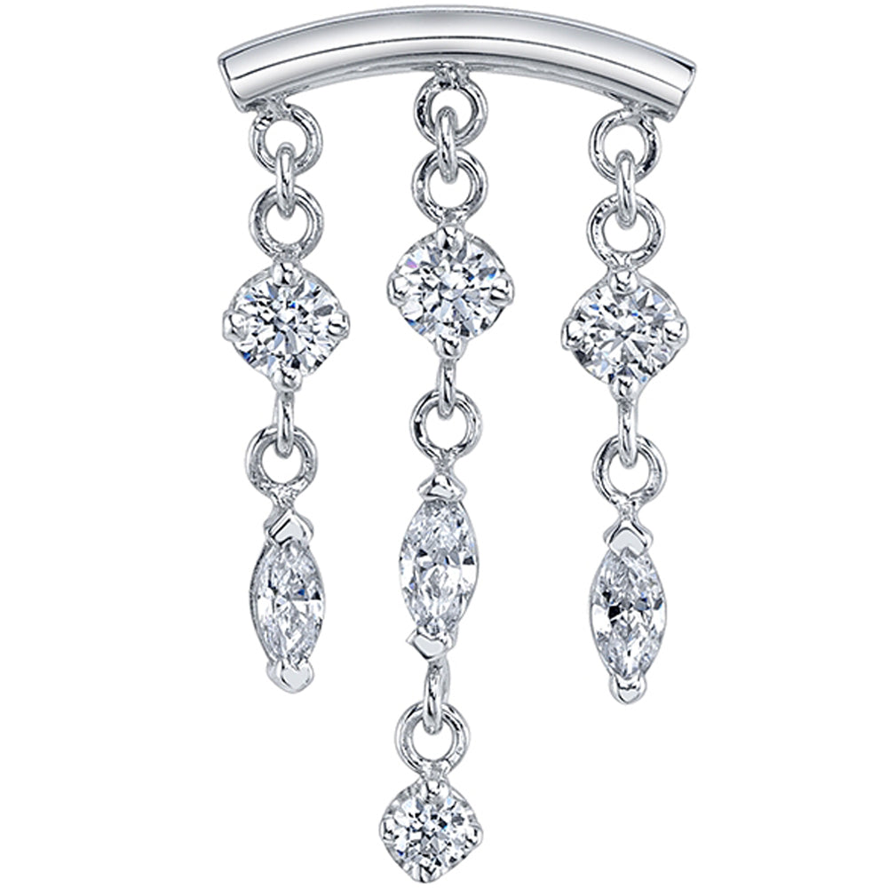 "Winter Veil" Hidden Helix Threaded End in Gold & Platinum with White CZ's