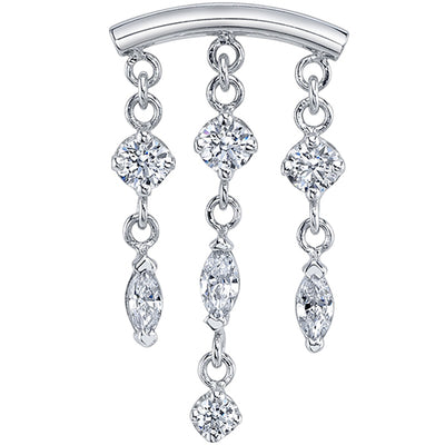 "Winter Veil" Hidden Helix Threaded End in Gold & Platinum with White CZ's