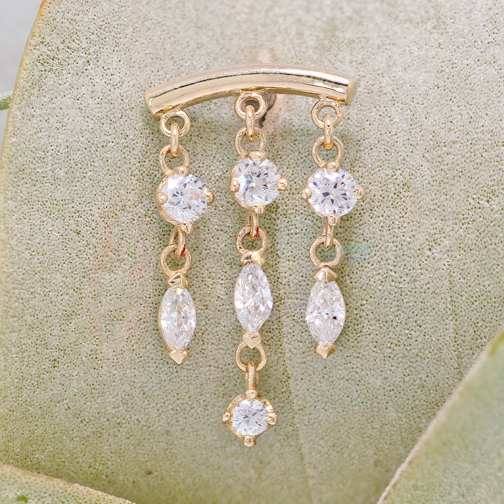 "Winter Veil" Hidden Helix Threaded End in Gold & Platinum with White CZ's