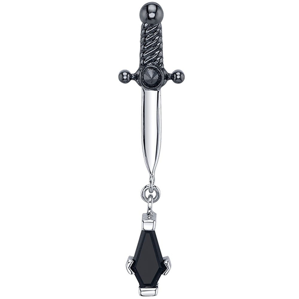 "Last Rites" Threaded End in Gold & Platinum with Black Diamond, Onyx & Black Rhodium Hilt