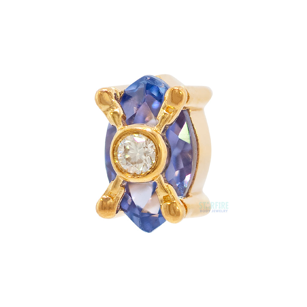 threadless: "Locked In" End in Gold with Tanzanite & Moissanite