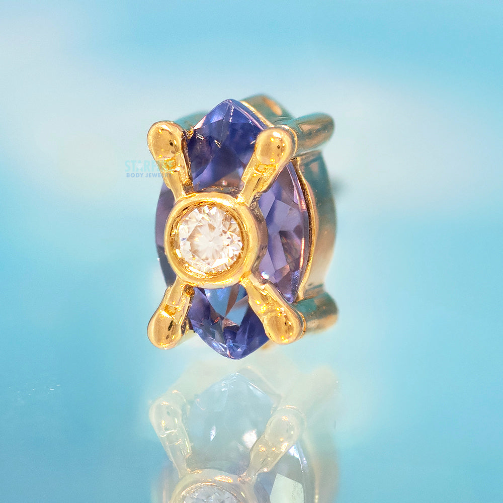 threadless: "Locked In" End in Gold with Tanzanite & Moissanite