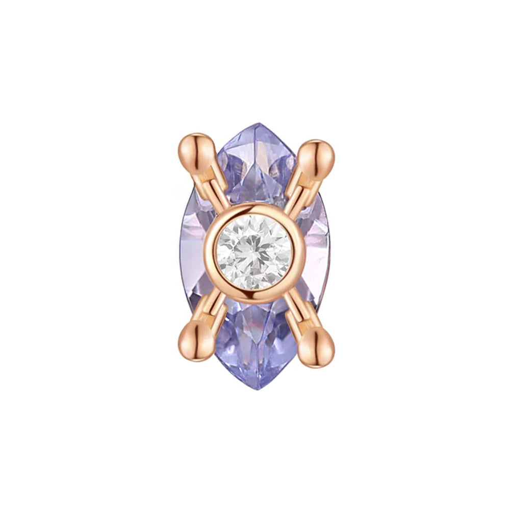 threadless: "Locked In" End in Gold with Tanzanite & Moissanite