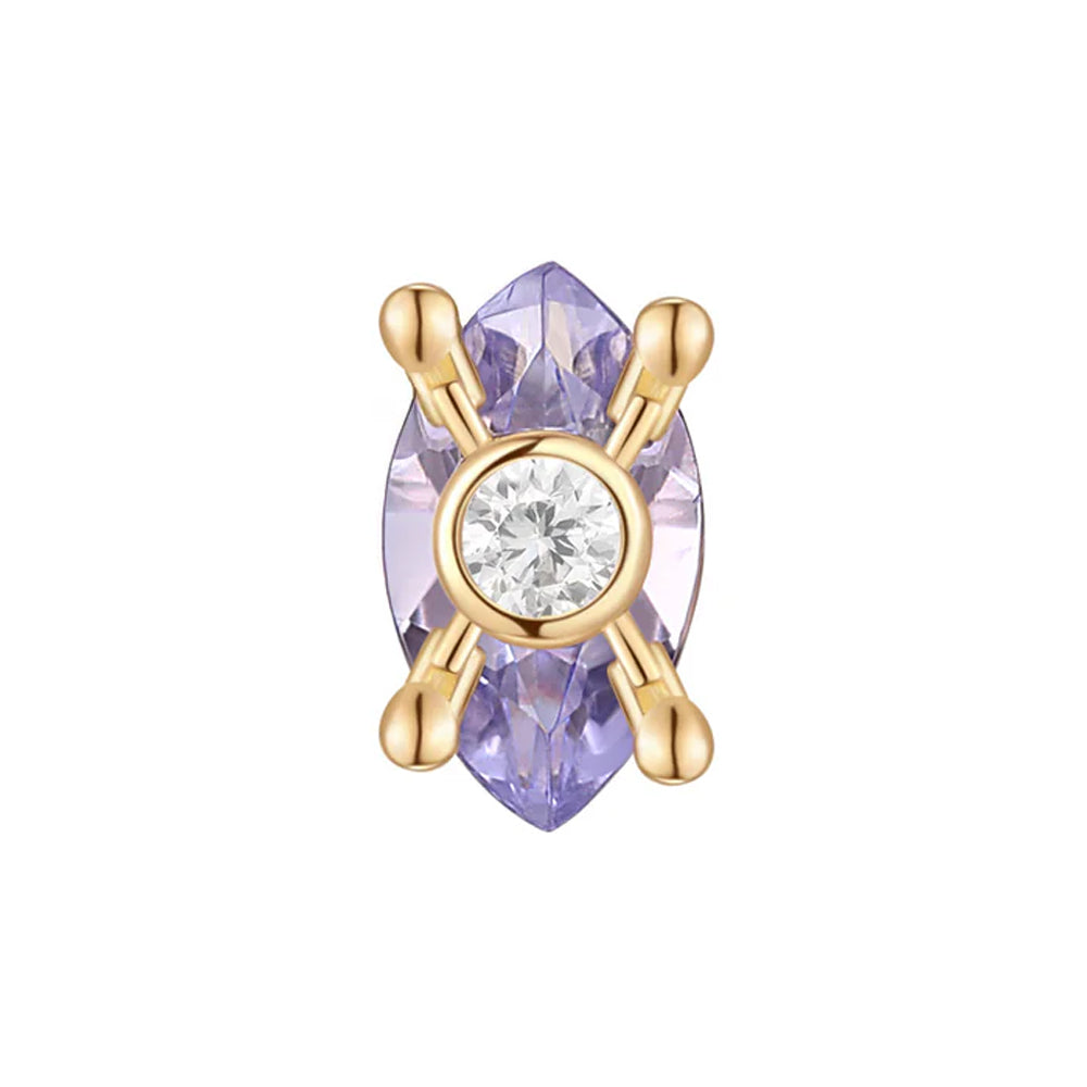 threadless: "Locked In" End in Gold with Tanzanite & Moissanite
