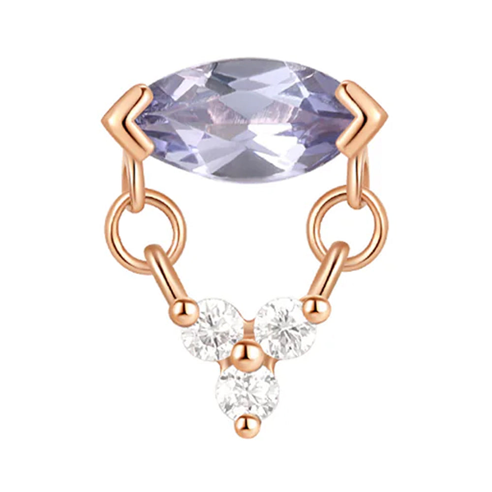 threadless: "Nightfall" End with Dangle in Gold with Tanzanite & Moissanite