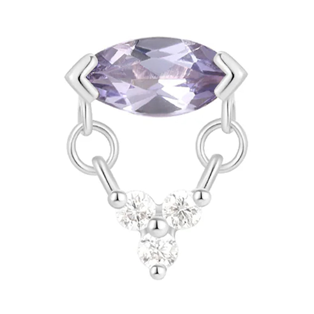 threadless: "Nightfall" End with Dangle in Gold with Tanzanite & Moissanite