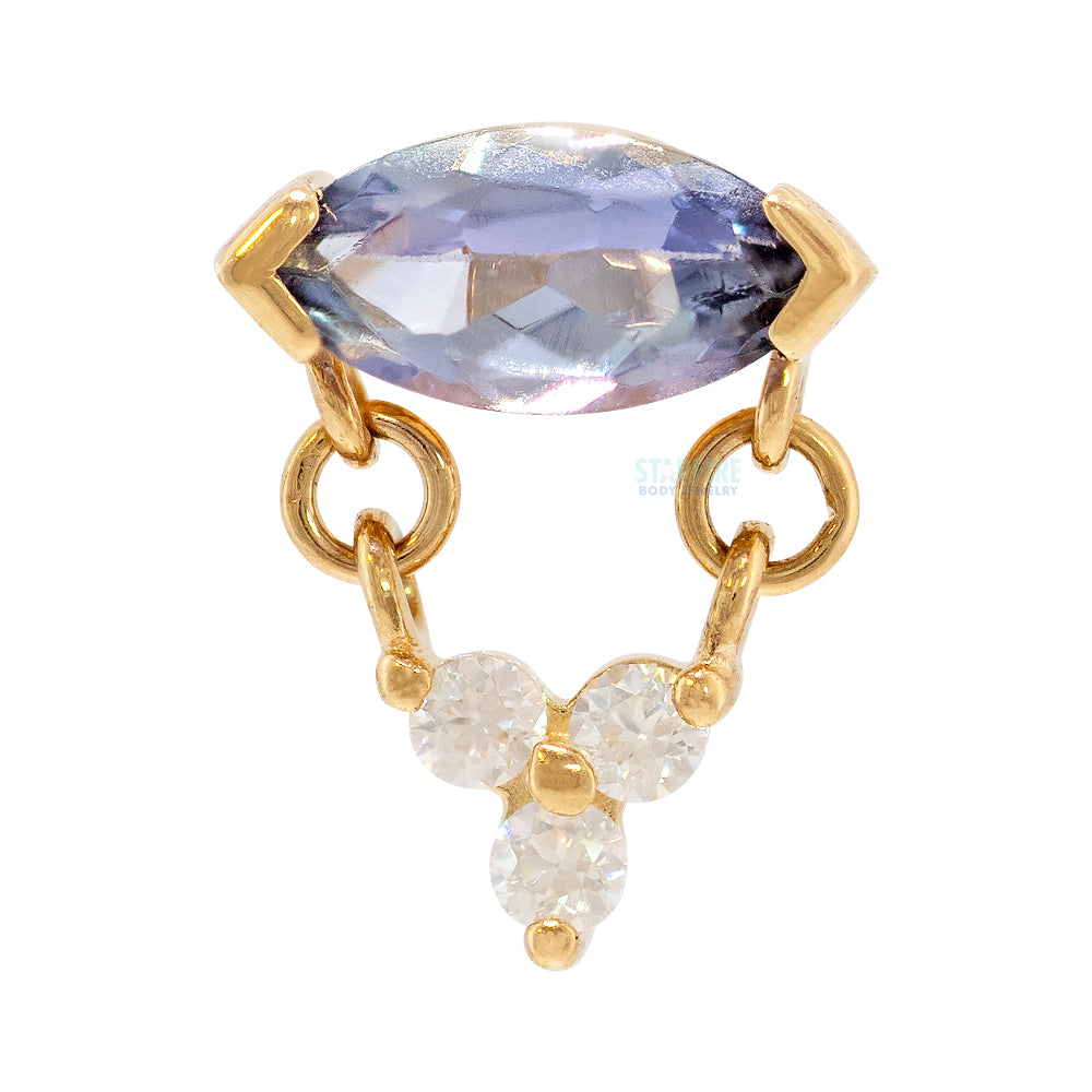threadless: "Nightfall" End with Dangle in Gold with Tanzanite & Moissanite