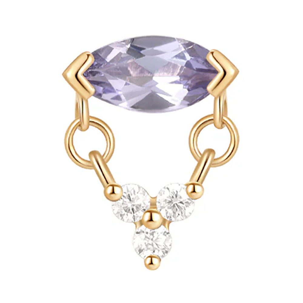 threadless: "Nightfall" End with Dangle in Gold with Tanzanite & Moissanite