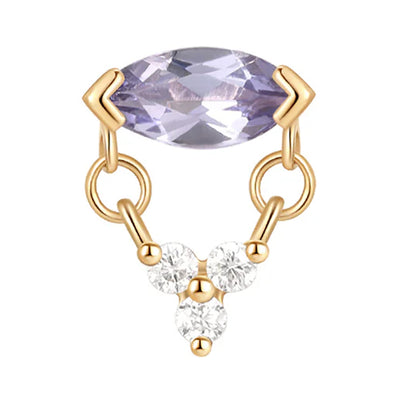 threadless: "Nightfall" End with Dangle in Gold with Tanzanite & Moissanite