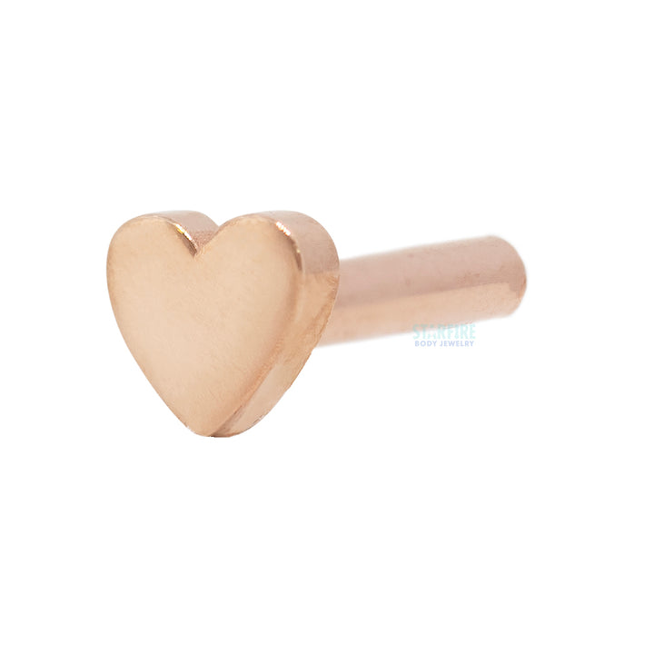 Gold & Platinum Threaded Flatback / Labret Post / Straight Barbell End with Fixed Flat Heart