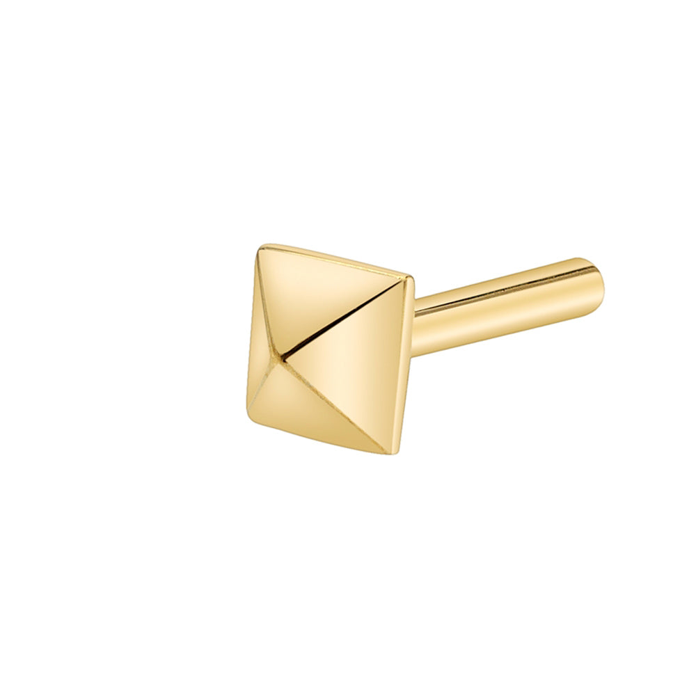 threadless: Gold & Platinum Flatback / Labret Post / Straight Barbell End with Fixed Square Pyramid