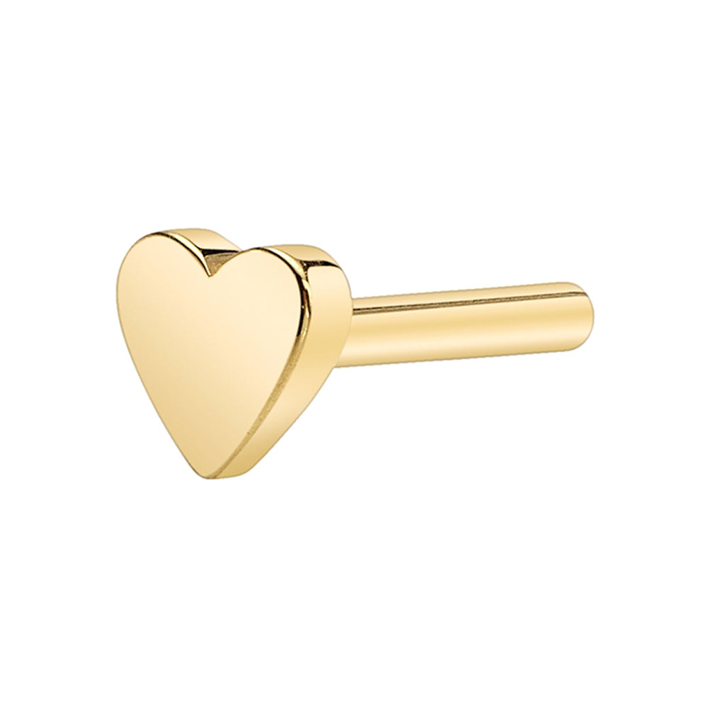 threadless: Gold & Platinum Flatback / Labret Post / Straight Barbell End with Fixed Flat Heart