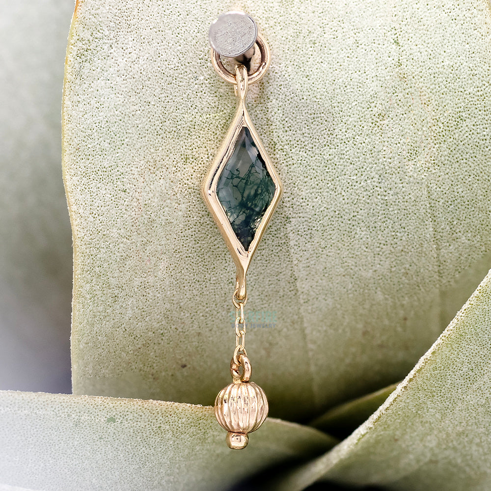 "Xena" Golden Bead Chain Charm in Gold with Gemstone