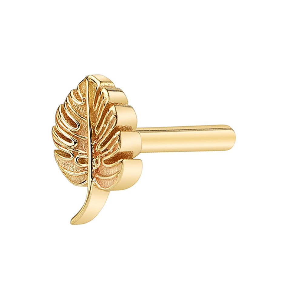 threadless: Gold Flatback / Labret Post / Straight Barbell End with Fixed Monstera