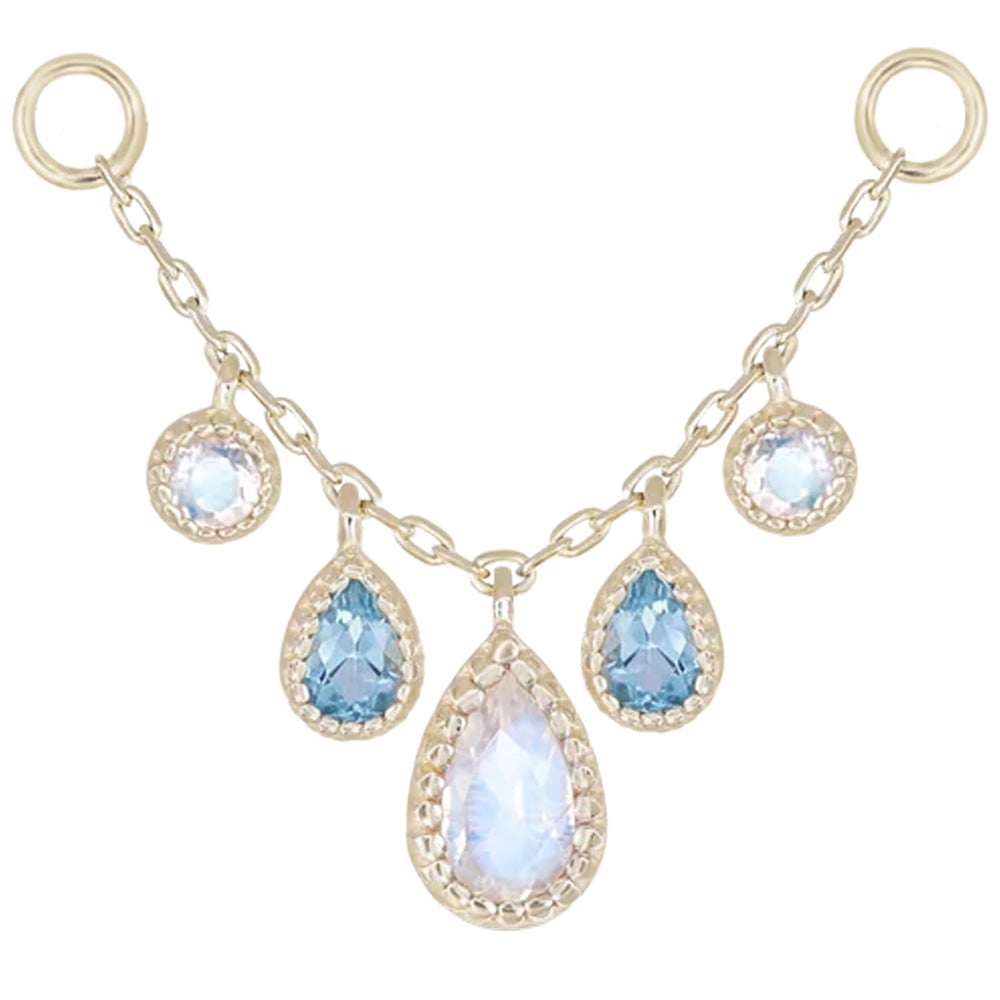 "Colette" Chain Attachment in Gold with Moonstone & Swiss Blue Topaz