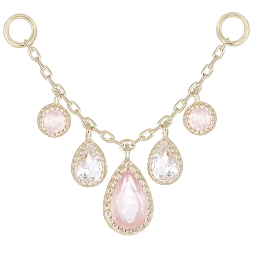 "Colette" Chain Attachment in Gold with Rose Quartz & White Topaz