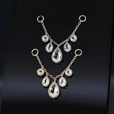 "Colette" Chain Attachment in Gold with White Topaz