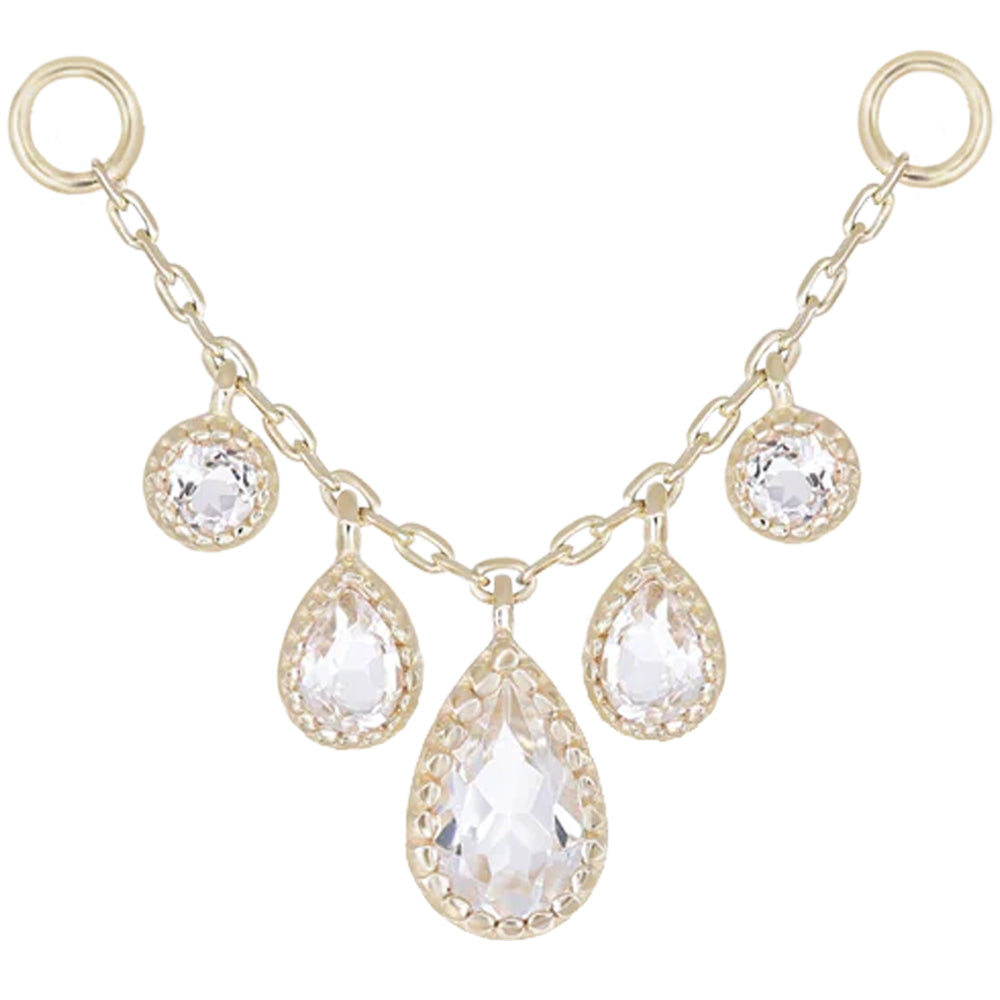 "Colette" Chain Attachment in Gold with White Topaz