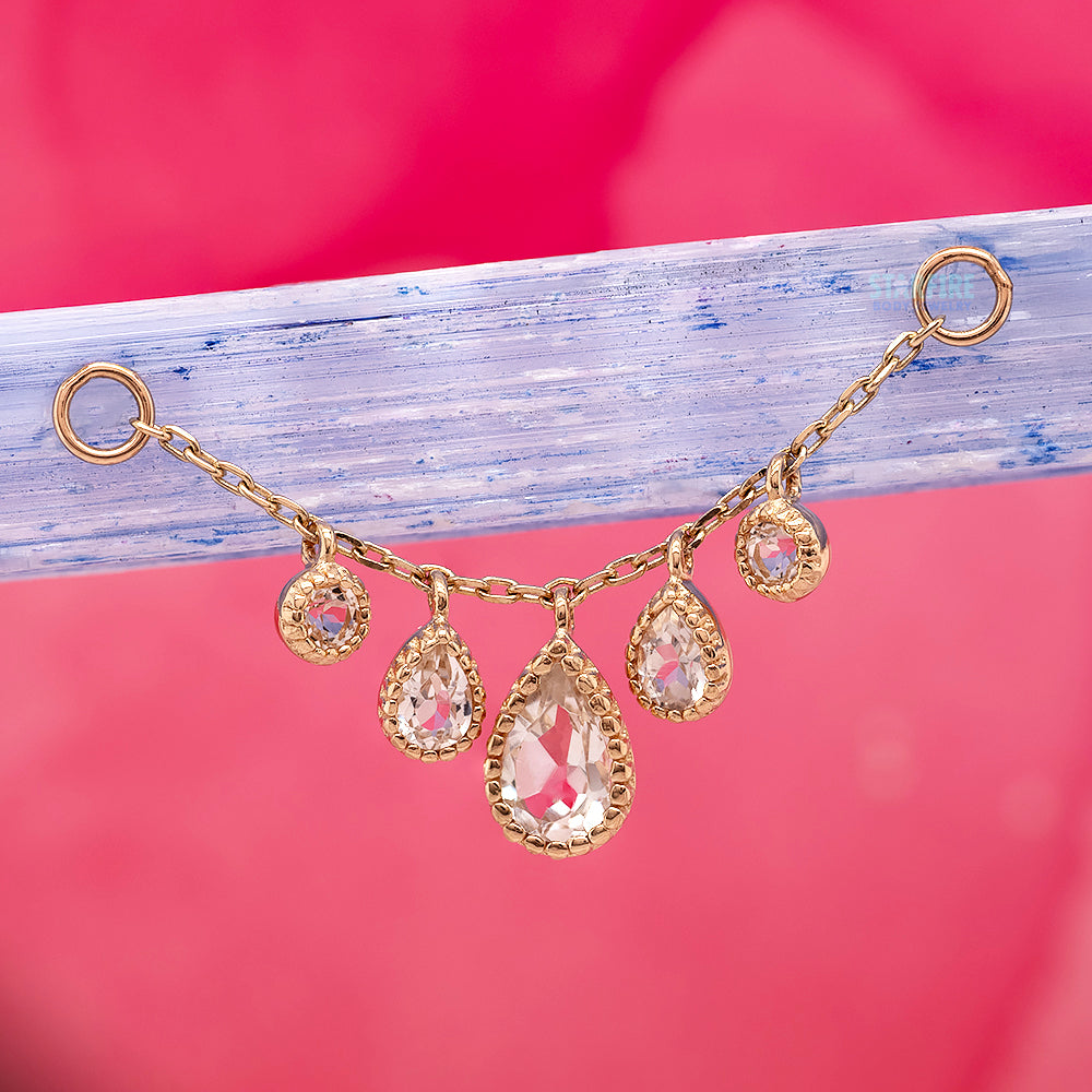 "Colette" Chain Attachment in Gold with White Topaz