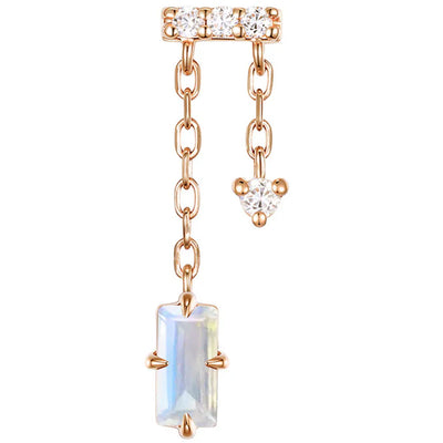 threadless: "Selena" End with Chains in Gold with Moonstone & Diamonds