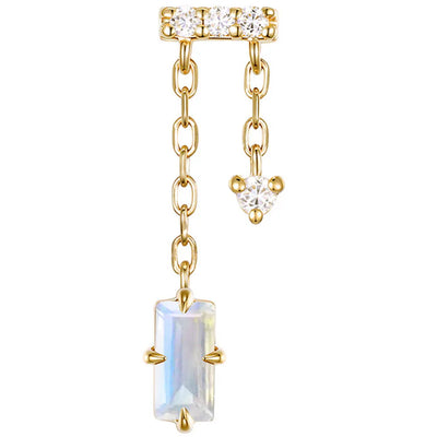 threadless: "Selena" End with Chains in Gold with Moonstone & Diamonds