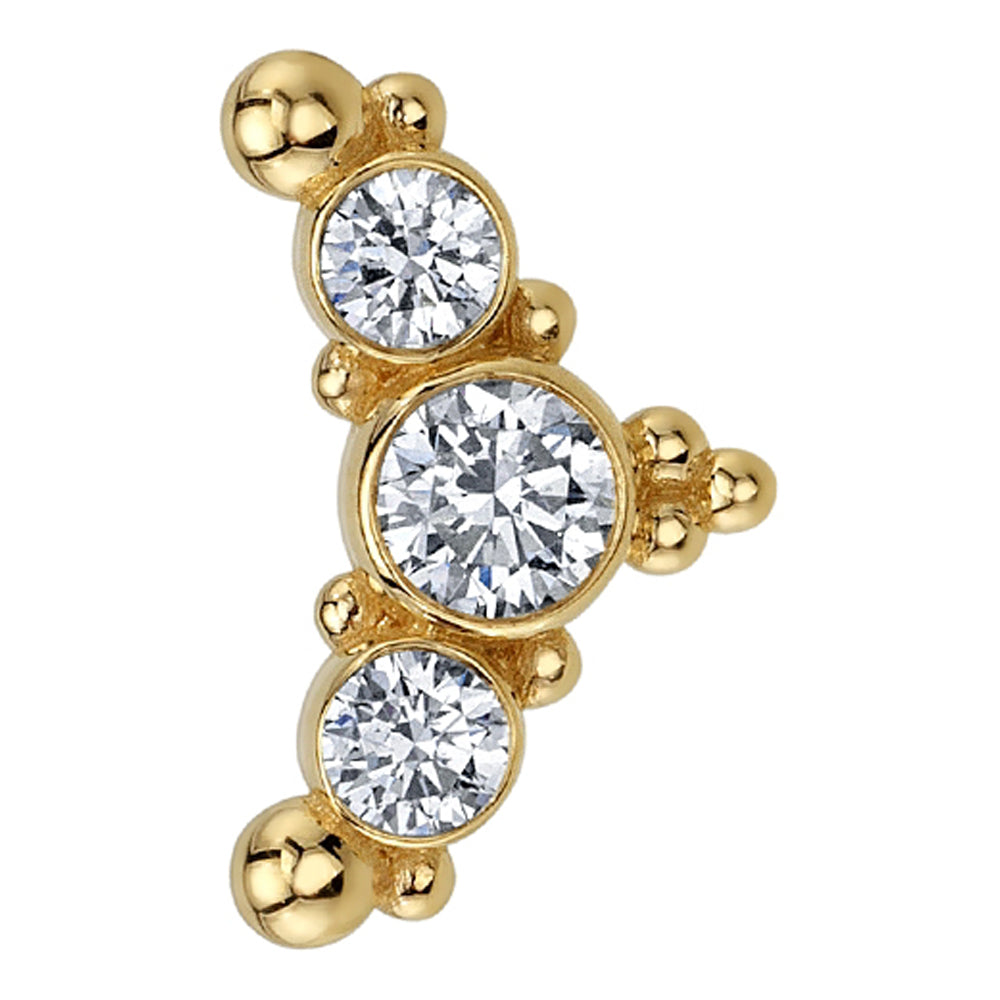 "Swivel" Threaded End in Gold & Platinum with White CZ's